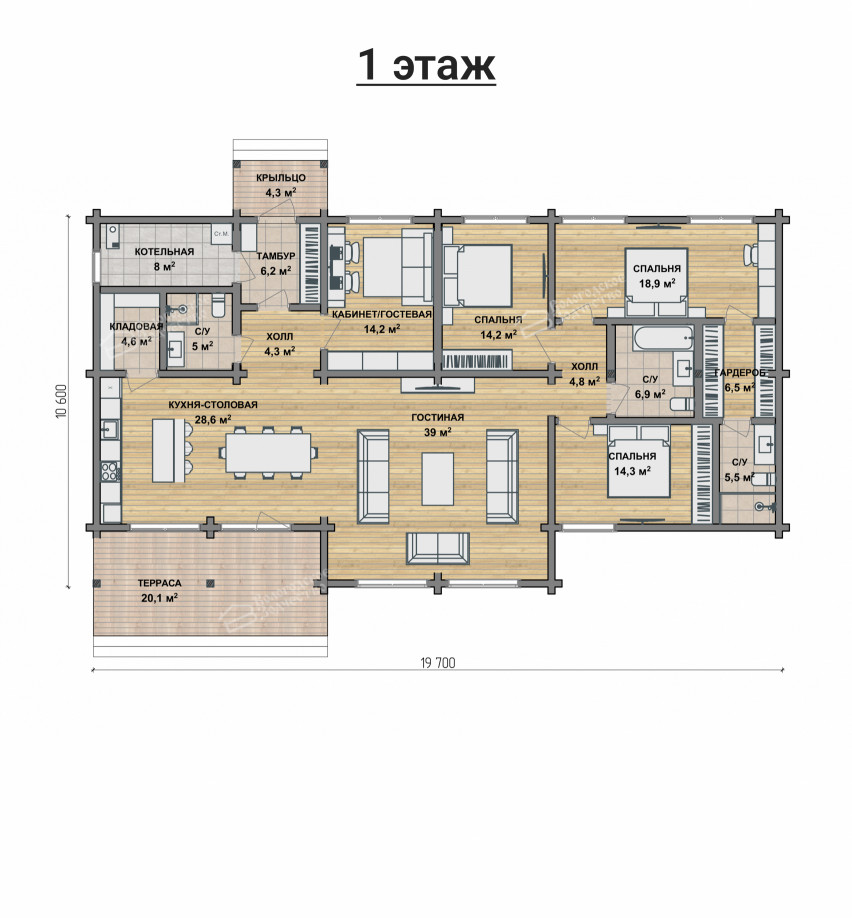 Дом из клееного бруса VZ-3003 